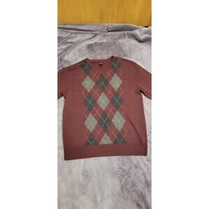 Apt. 9 Merino Wool Blend Argyle Sweater Burgundy Gray Men’s Medium